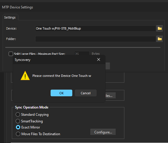 Screenshot of the error