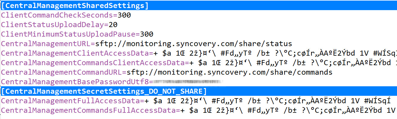 A screenshot showing the INI file settings needed for Remote Monitoring