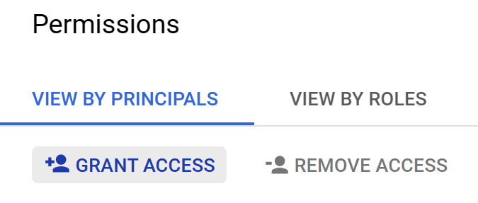 A screenshot showing the GRANT ACCESS button in the Google Cloud Console