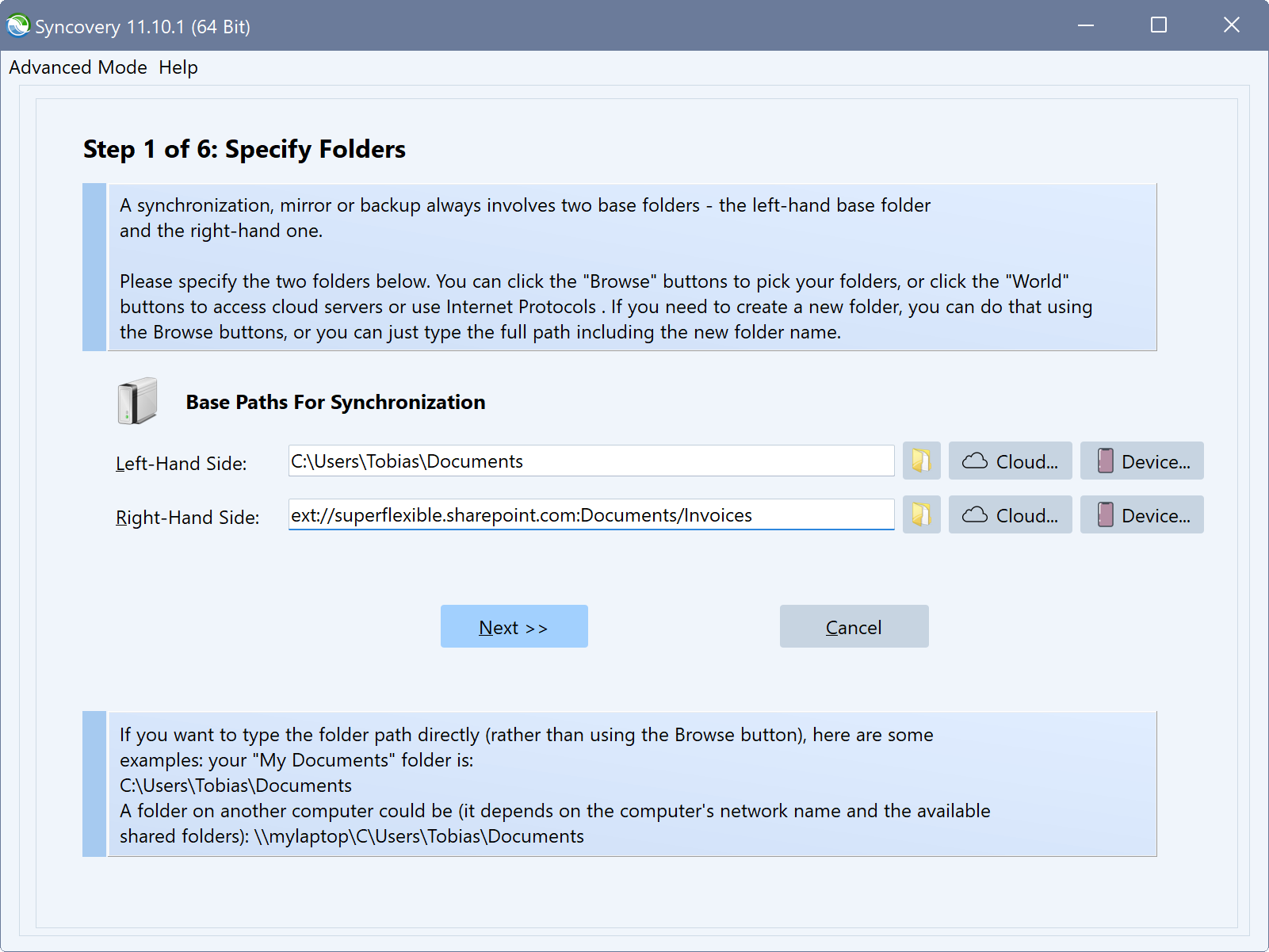 Synchronizing SharePoint in Wizard mode